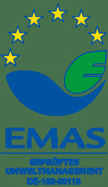 Logo des Umweltzertifikat EMAS mit Pr&uuml;fnummer der KLIMA ARENA